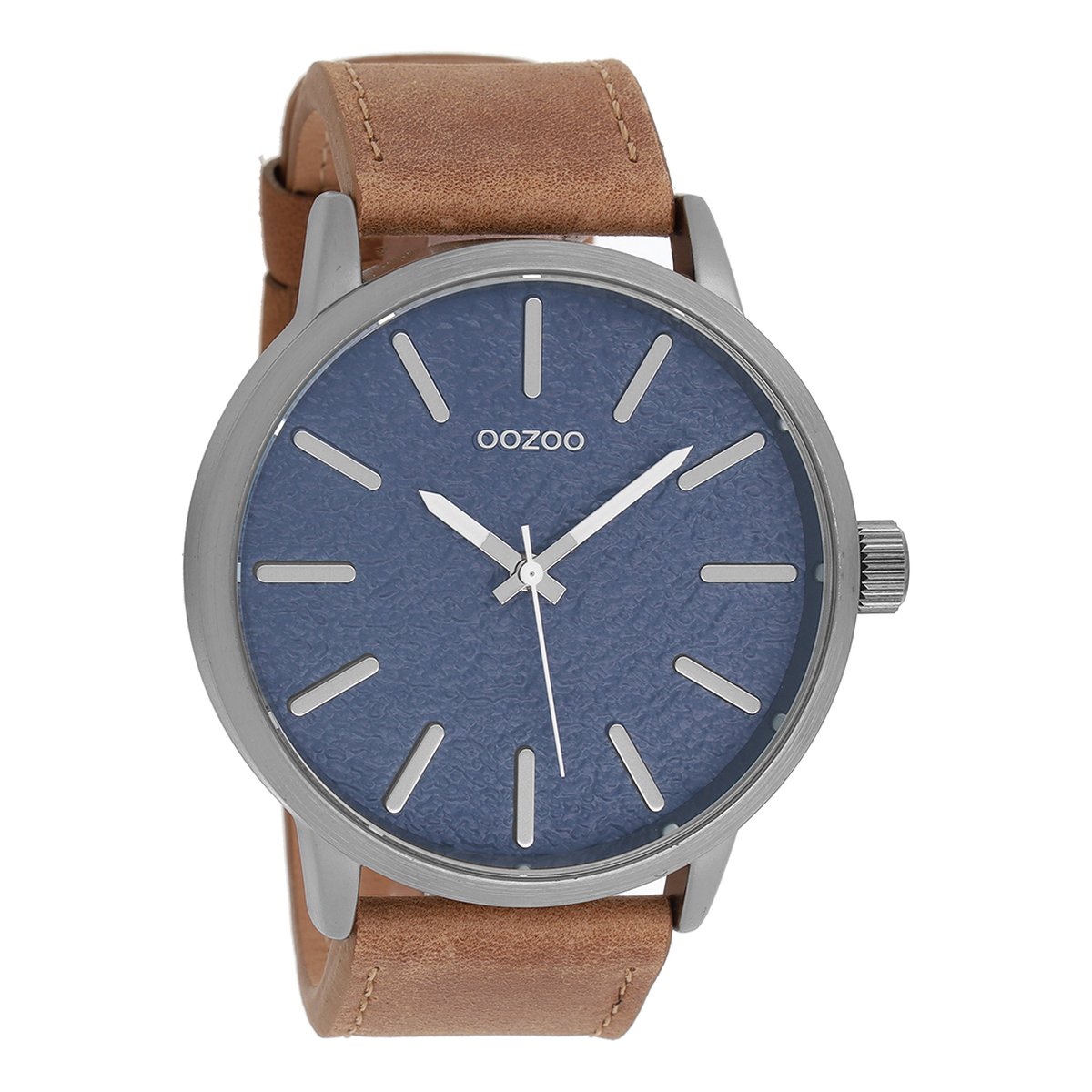 OOZOO Timepieces - Titanium horloge met bruine leren band - C9026