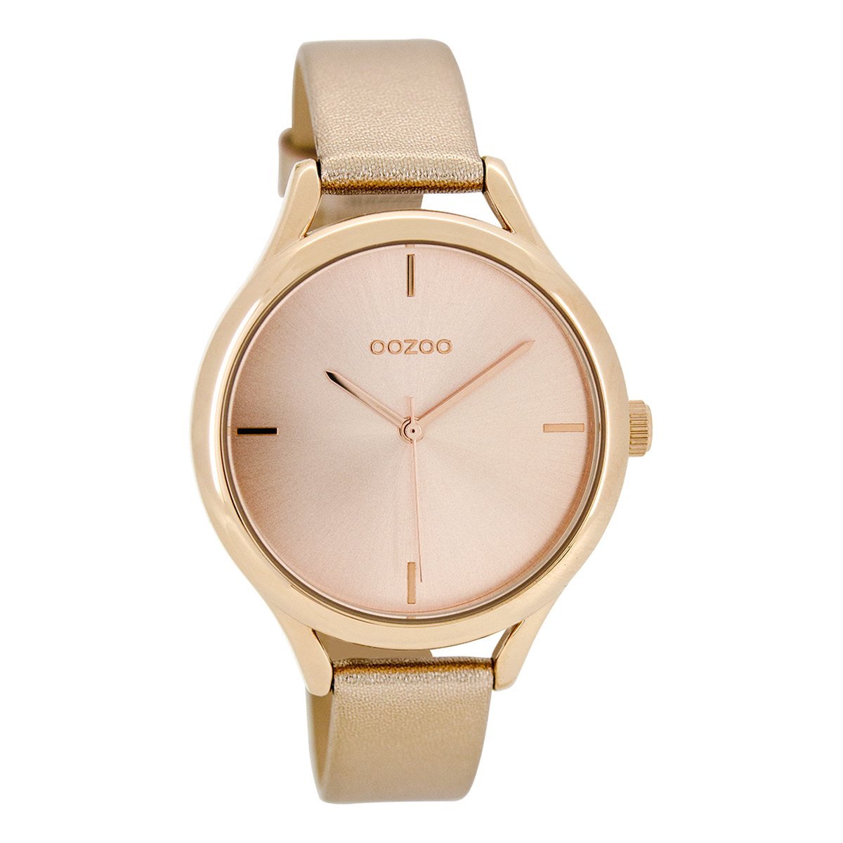 OOZOO Timepieces - Rosé goudkleurige horloge met rosé goudkleurige leren band - C8347