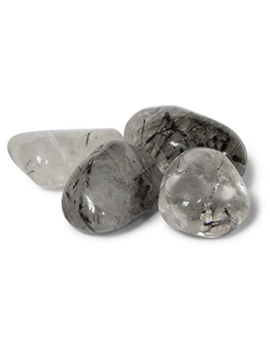 Quartz tourmaline 3 pièces. pierres roulées (mt3)