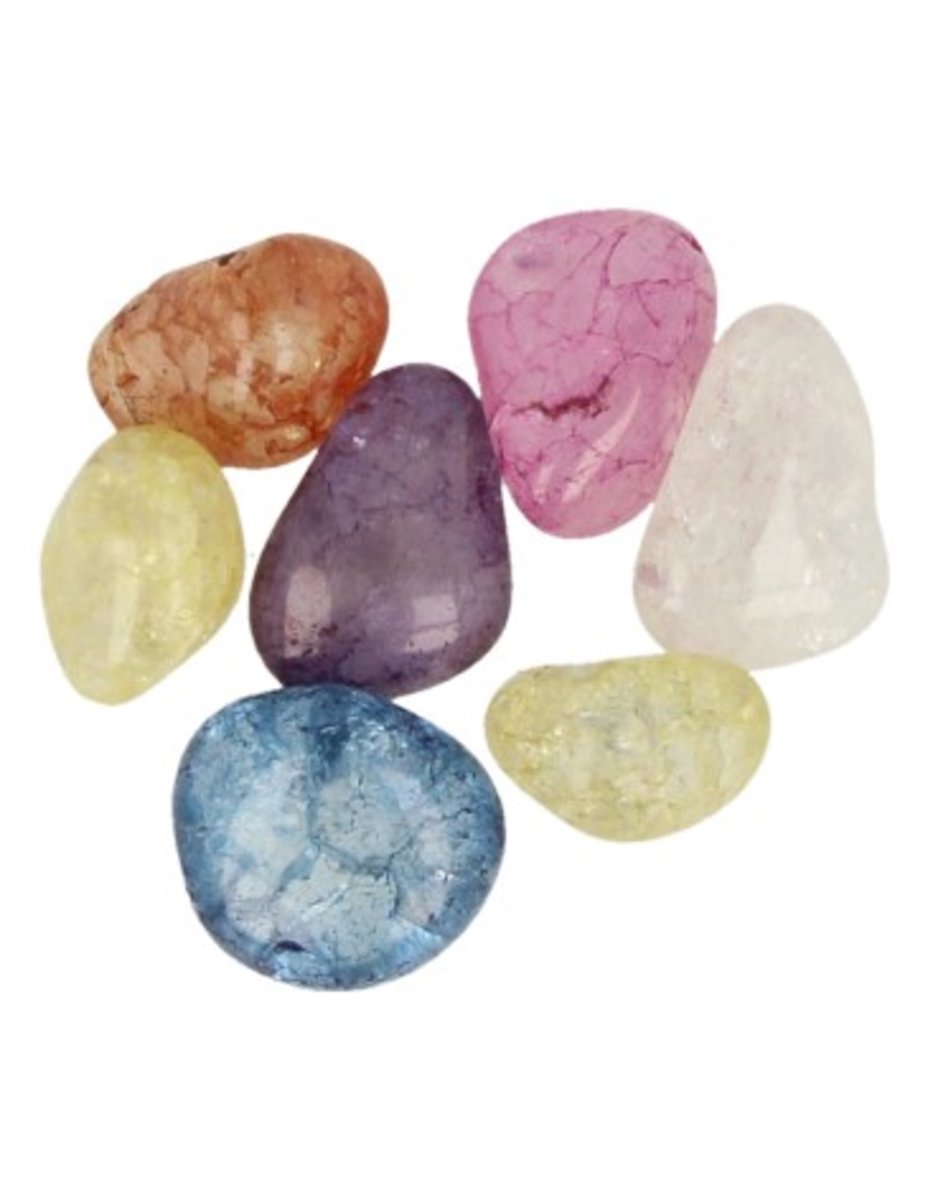 Ruben Robijn Bergkristal crackle mix 100 gr. (gekleurd) trommelstenen (mt3) Bonte kleuren