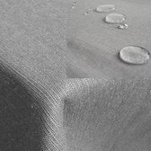 Rond tafelkleed buiten Ø180 cm - Tafellaken afwasbaar - Tafelzeil met linnenlook - Vuil- en waterafstotend - Lichtgrijs - Tafelkleed