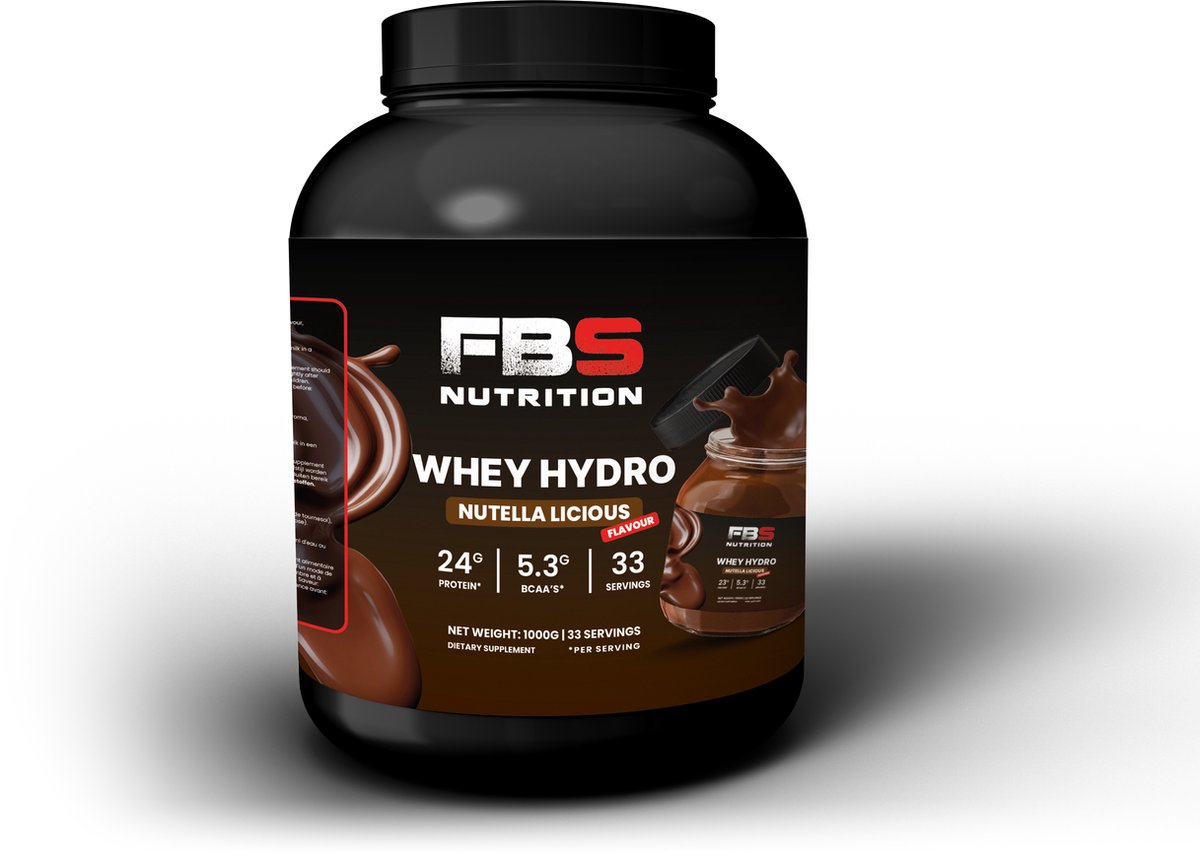 Goedkoopste FBS Nutrition Whey Hydro - Nutella smaak - Whey Proteïne - Unieke smaken - Proteïne Poeder - Hoogwaardige Eiwitpoeder - Eiwitshakes - 1000 gram