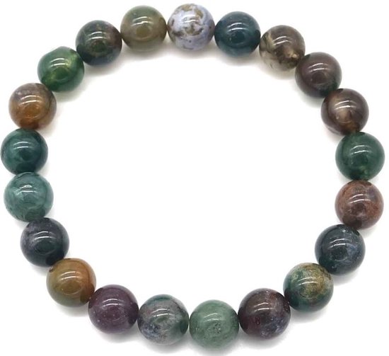 Bracelet - Agate indienne - élastique - 10mm - multicolore - unisexe - intemporel - cadeau