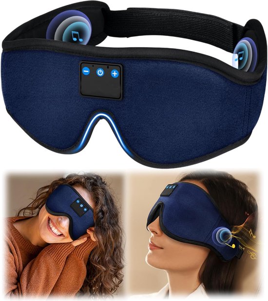 Joythink Zijden slaapmasker, Bluetooth hoofdband, hoofdtelefoon voor slapen, reizen, verstelbaar slaapmasker met Bluetooth-hoofdtelefoon, dunne luidspreker