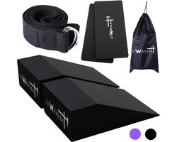 Yoga Foam Wedge Blocks voor HarderWill - Kuitverhogingsblok en Polssteun voor Yoga - Balans en Push-ups Ondersteuning - Fitness en Pilates Hielstretcher - Squat Wig met Gymtas