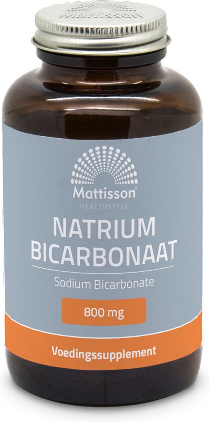 Foto: Mattisson natriumbicarbonaat capsules 800mg zuiveringszout baking soda vegan voedingssupplement 120 capsules