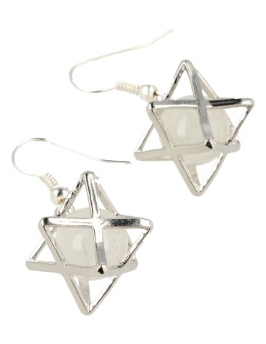 Bergkristal oorbellen merkabah