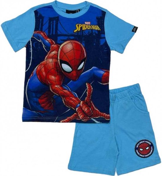 Spiderman pyjama - maat 104 - Spider-Man shortama - blauw