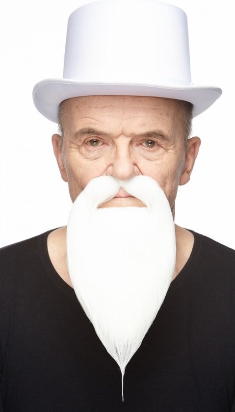 Partychimp Dwergen Baard met Snor Zelfklevend Nep Snor en Baard voor Carnaval Verkleedaccessoire - Wit - Imitatiebont