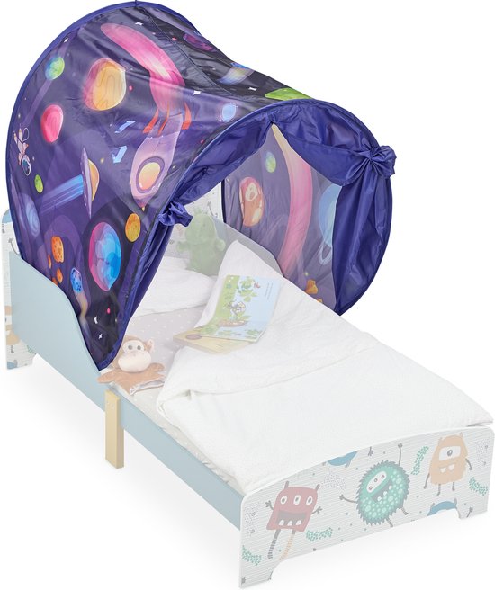 Relaxdays bedtent kinderen - 220 x 79 cm - polyester - bedtunnel - voor kinderbed - pop up - A