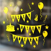Raamsticker Verjaardag - Hiep Hiep Hoera - HERBRUIKBAAR- feeststicker - raam sticker - raamstickers - feestversiering - raamdecoratie - feestdecoratie - verjaardagsfeest