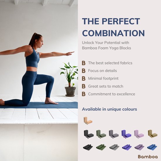 Bamboa Yogablokken Set Grijs + Gratis Yoga Riem - Ronde hoeken - EVA Foam - 2 Yoga Blokken van Bamboa — afbeelding 4