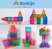 Stobijn Magnetic Tiles 78 stuks -met katoenen opbergzak - magnetische tegels - magnetisch speelgoed - montessori speelgoed - onverwoestbaar - veilig - ABS kunststof