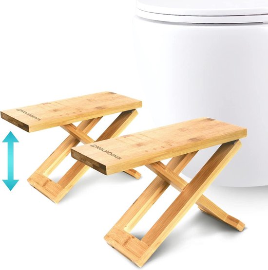Bamboe Toilet Kruk - Houten Stap - Opvouwbaar - Ontwerp Hurkende Voetsteun - Natuurlijke Constipatie Behandeling - Aanbevolen door Artsen Foot rest