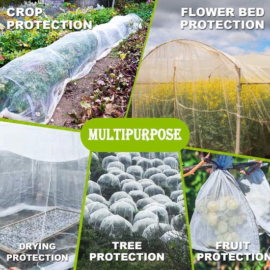Namvo 3 m x 4 m net voor insecten, beschermend net voor groenten in de tuin, fijnmazig, bescherming voor planten, tuinnetten van fleece