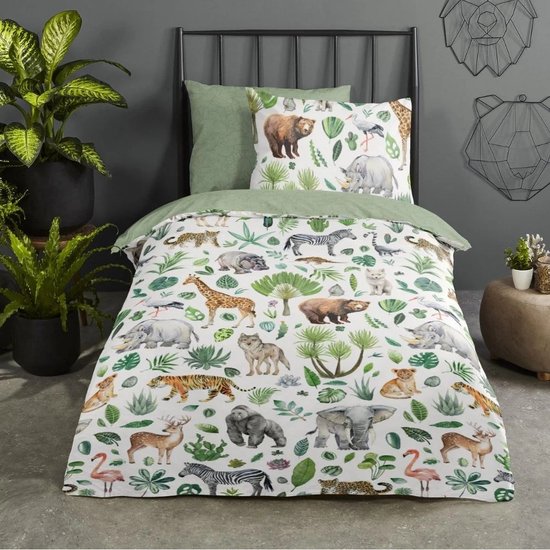 Housse de couette enfant Good Morning Samba jungle - coton - 140x200 + 70x90 cm
