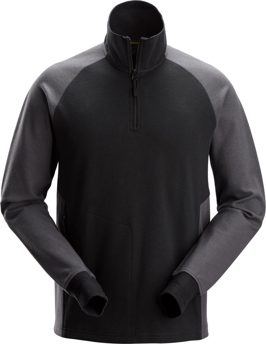 Snickers 2841 Tweekleurig Sweatshirt met Halve Rits - Zwart/Staal Grijs - L