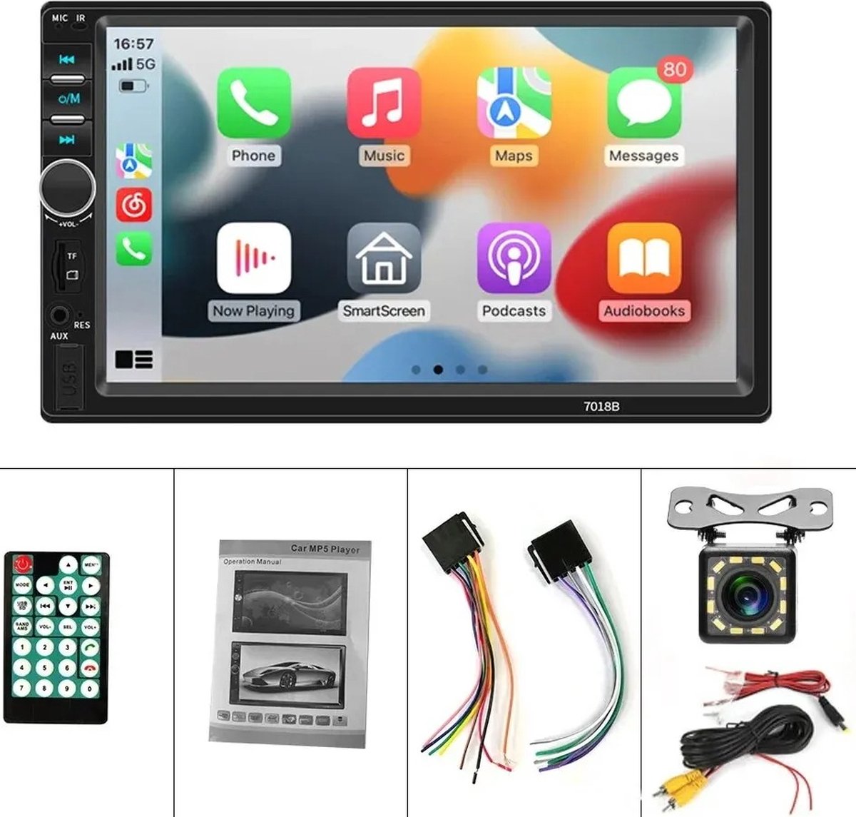 2din - Autoradio - 7inch - Bedrade - Carplay - Radio - Touchscreen - Automotive - Multimedia - Bluetooth - USB - TF Radio - Autoradio - MP5 Speler