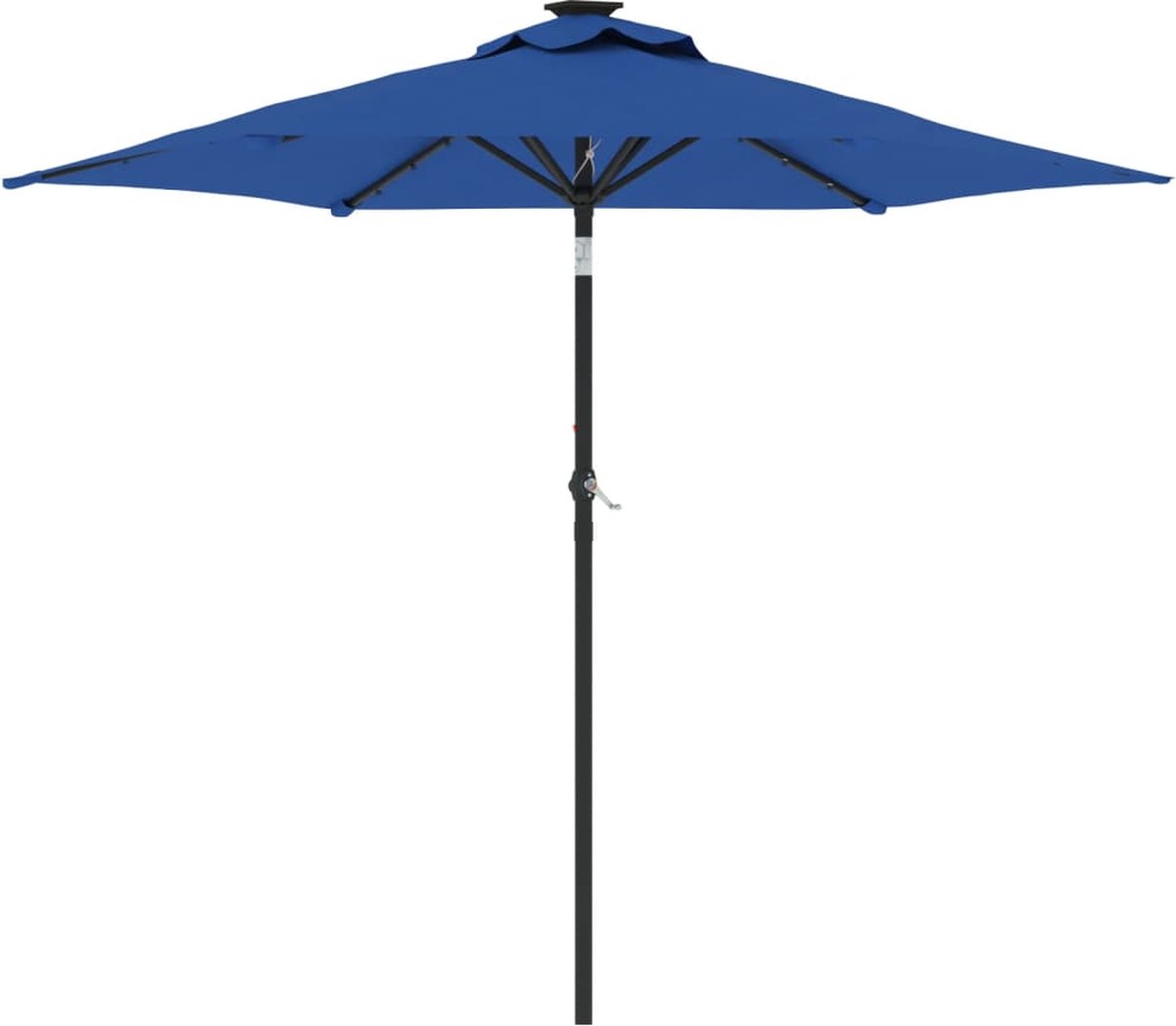 vidaXL - Parasol - met - LED's - en - stalen - paal - 225x225x212 - cm - azuurblauw