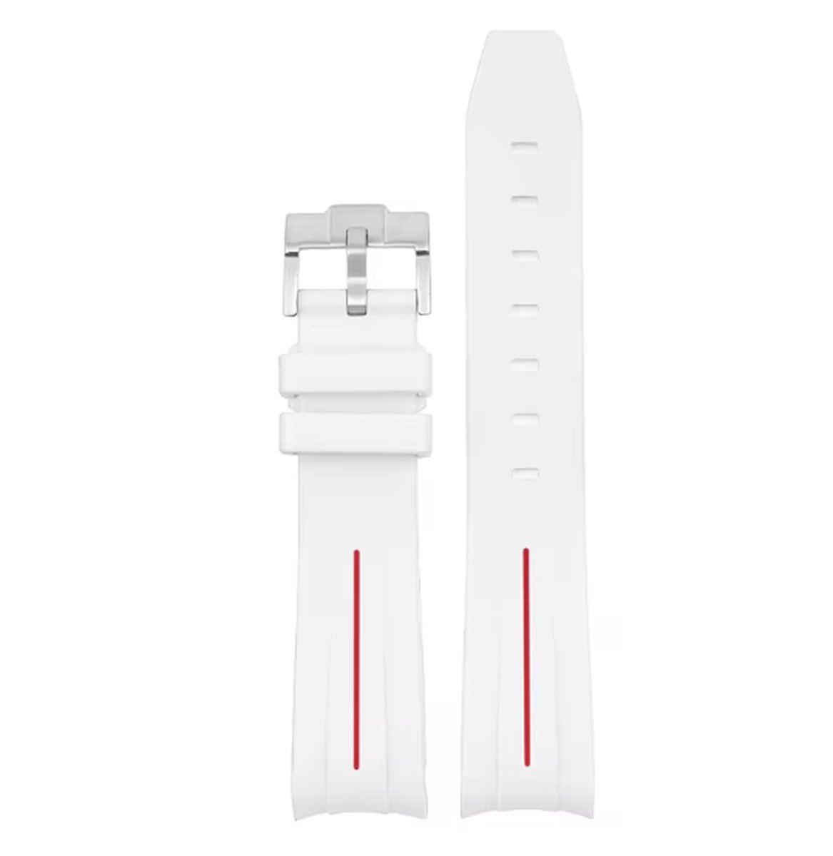 Bandje voor Omega x Swatch MoonSwatch Mission on Earth - Rolex Horloge - SEIKO Horloge - 20mm - Zacht Rubber - Wit met Rode streep
