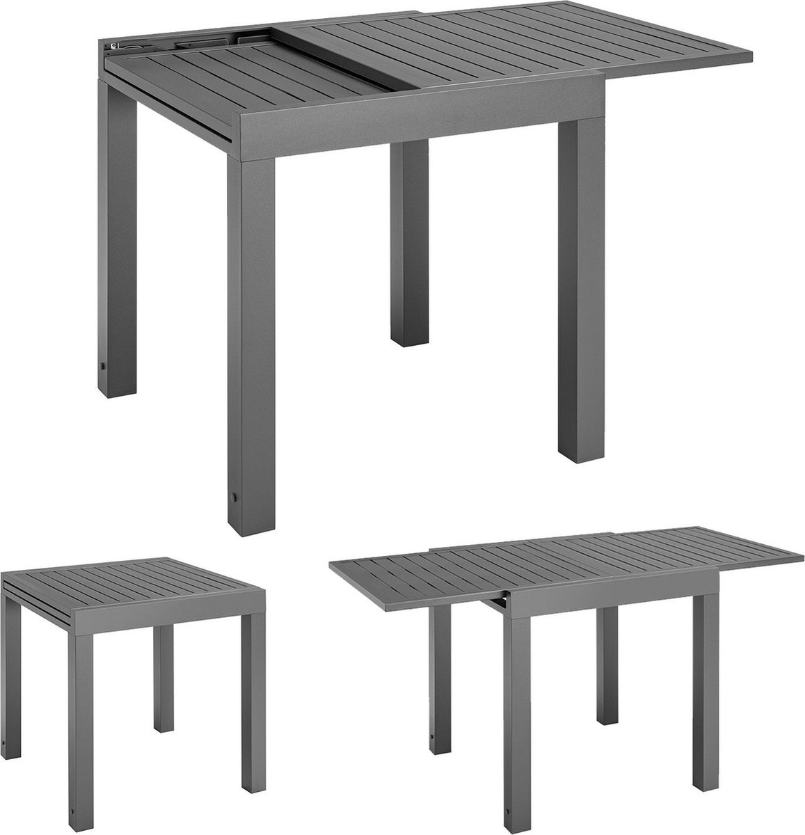 Juskys Uitklapbare Tuintafel Laki - 70 x 70 cm - Antraciet - Aluminium