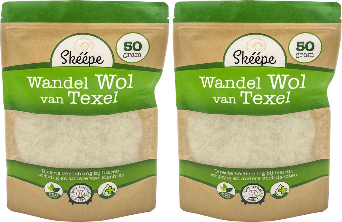 Goedkoopste Wandelwol 2x 50gr Texel Antidruk wol Verzachting bij blaren - voetklachten - hielspoor - en huidproblemen - Verzorgende wol