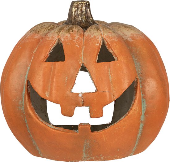 Clayre & Eef Decoratie Pompoen 36x33x32 cm Oranje Kunststof Herfst decoratie