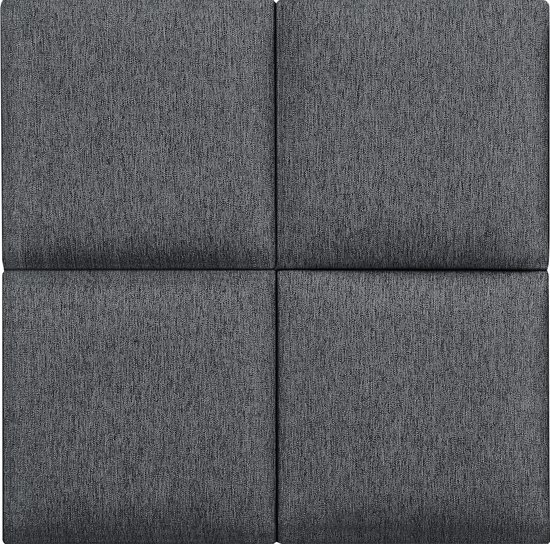 Panneaux muraux rembourrés Carpino lot de 4 tissu 30x30 cm gris foncé [neu.haus]