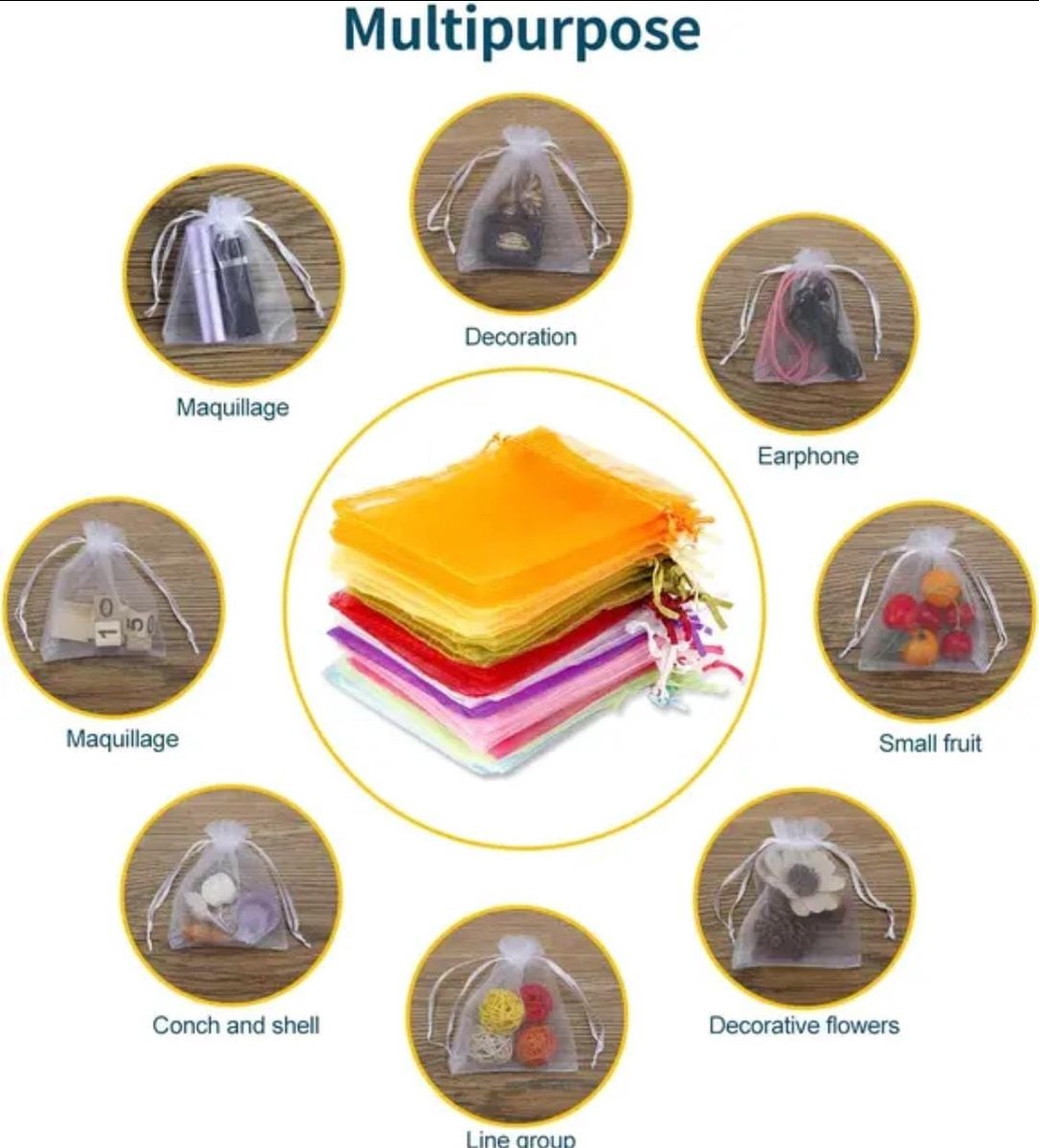Organza zakjes - Mooi - 7 x 9 cm - 20 stuks – Prachtig – Delicaat – Snoep – Sieraden – Kleine cadeautjes – Decoratie – Feesten – Geschenkjes – Groente - R 106