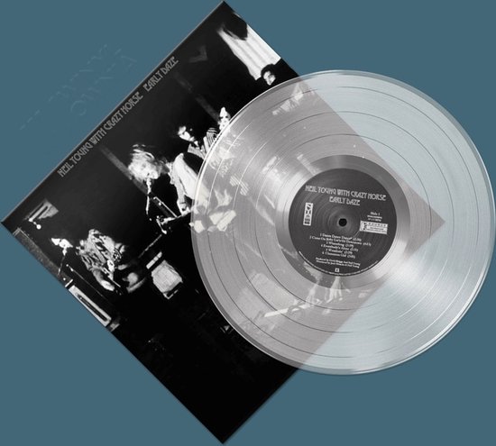 Helder vinyl en albumhoes met bandfoto 'Neil Young with Crazy Horse Early Daze'.