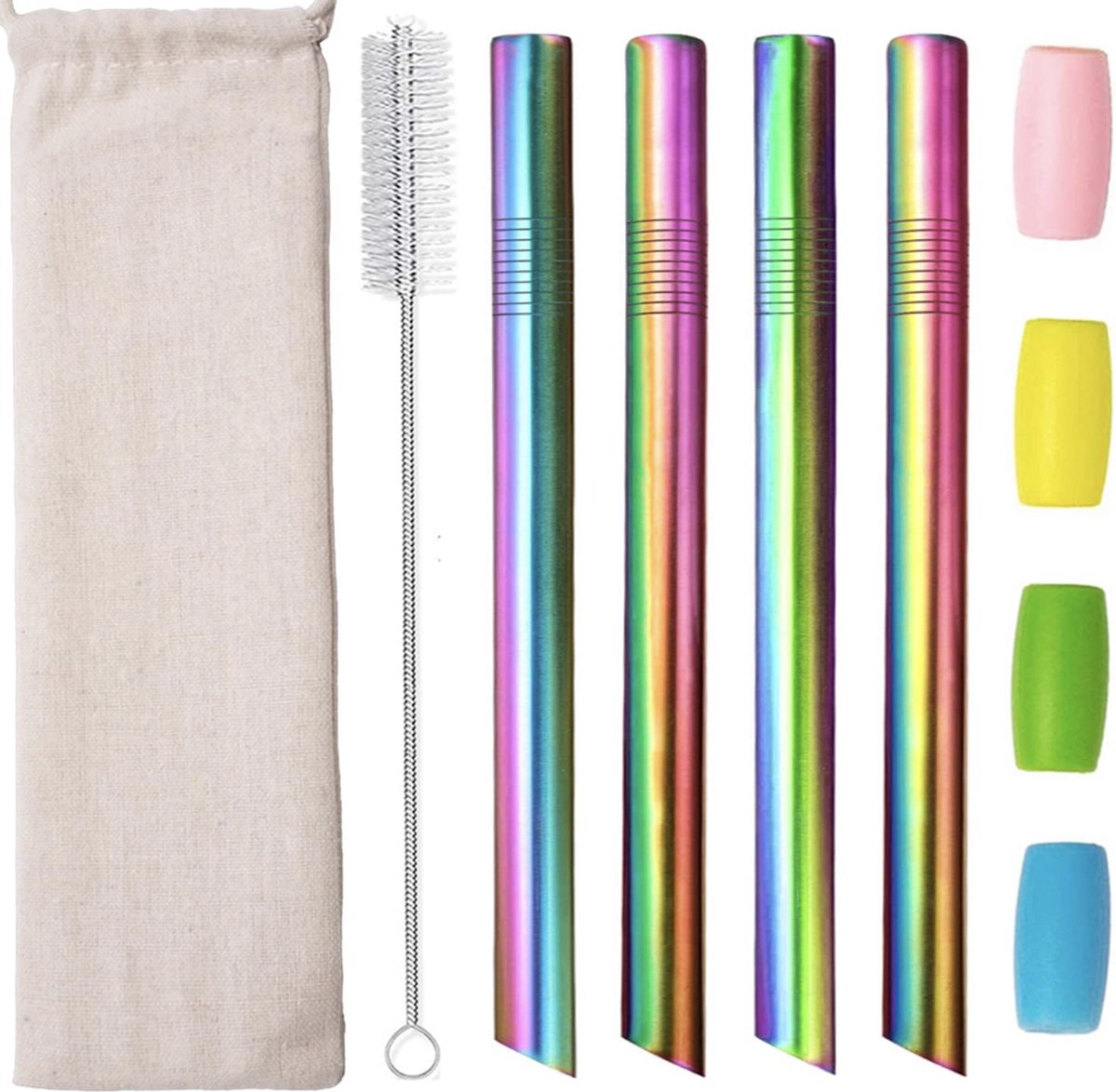 Gourde Smoothie Lot De 4 Pailles Réutilisables En Acier Inoxydable De 31 Cm Avec 1 Grande Paille Pour Gourde