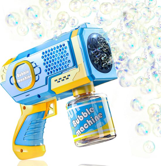 Foto: Botc bellenblaas pistool bellenblazer met vloeistof bubble gun inclusief 1 90ml bellenblaas navulling voor kinderen speelgoed blauw