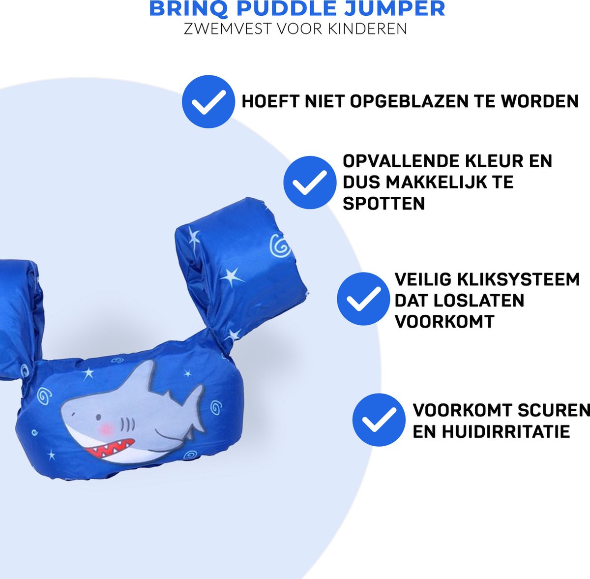 BrinQ Goods Zwemvest Kinderen - Puddle Jumper Deluxe - Haai Design - 13 tot 23 kg - 2 tot 6 jaar - Zwembandjes - Zwemvest kind - Reddingsvest — afbeelding 2