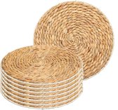Secret de Gourmet Set de table en jonc de mer fini - 8x - naturel - rond - dia 35 cm - Sous-tapis