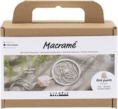 Creativ Company Mini Hobbyset Macramé, Dromenvanger met rozenkwarts, lichtroze, wit, 1 doos