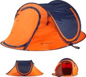 Hikemeister ® 3 Plus Koepeltent Pop up met binnentent – 220 x 120 x 95 CM – Trekking - Fesitval verduisterend - tent 2 persoons - incl. draagtas - waterdichte tent – Oranje Blau SPF 50 zon protectie 2 persoons