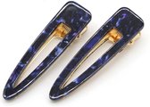 Haarspeld Marmer - Hair Clip - Set van 2 Stuks - 68x18 mm - Blauw -