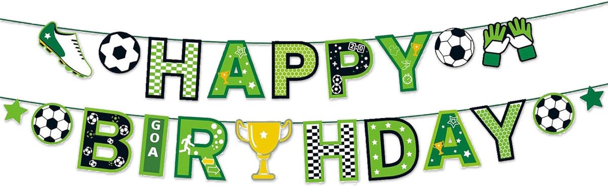 LUQ - Voetbal Happy Birthday Slinger Kinderfeestje Verjaardag Versiering Voetbal Slingers Verjaardag