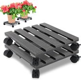 2 Plateaux Roulants Pour Plantes Sertay - 30x30cm, Bois, Chariot Mobile Pots