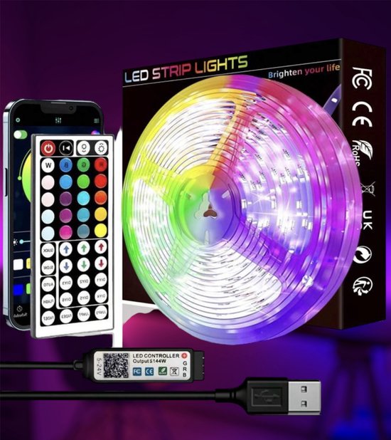 Foto: Led strip 5m rgb met app en afstandsbediening led lights led strips ledstrip