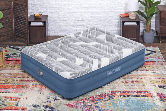 Bestway Tritech Fashion Flock Queen Luchtmatras met Ingebouwde AC Pomp en Antimicrobiële Coating 2,03 mx 1,52 mx 36 cm van Bestway — afbeelding 3