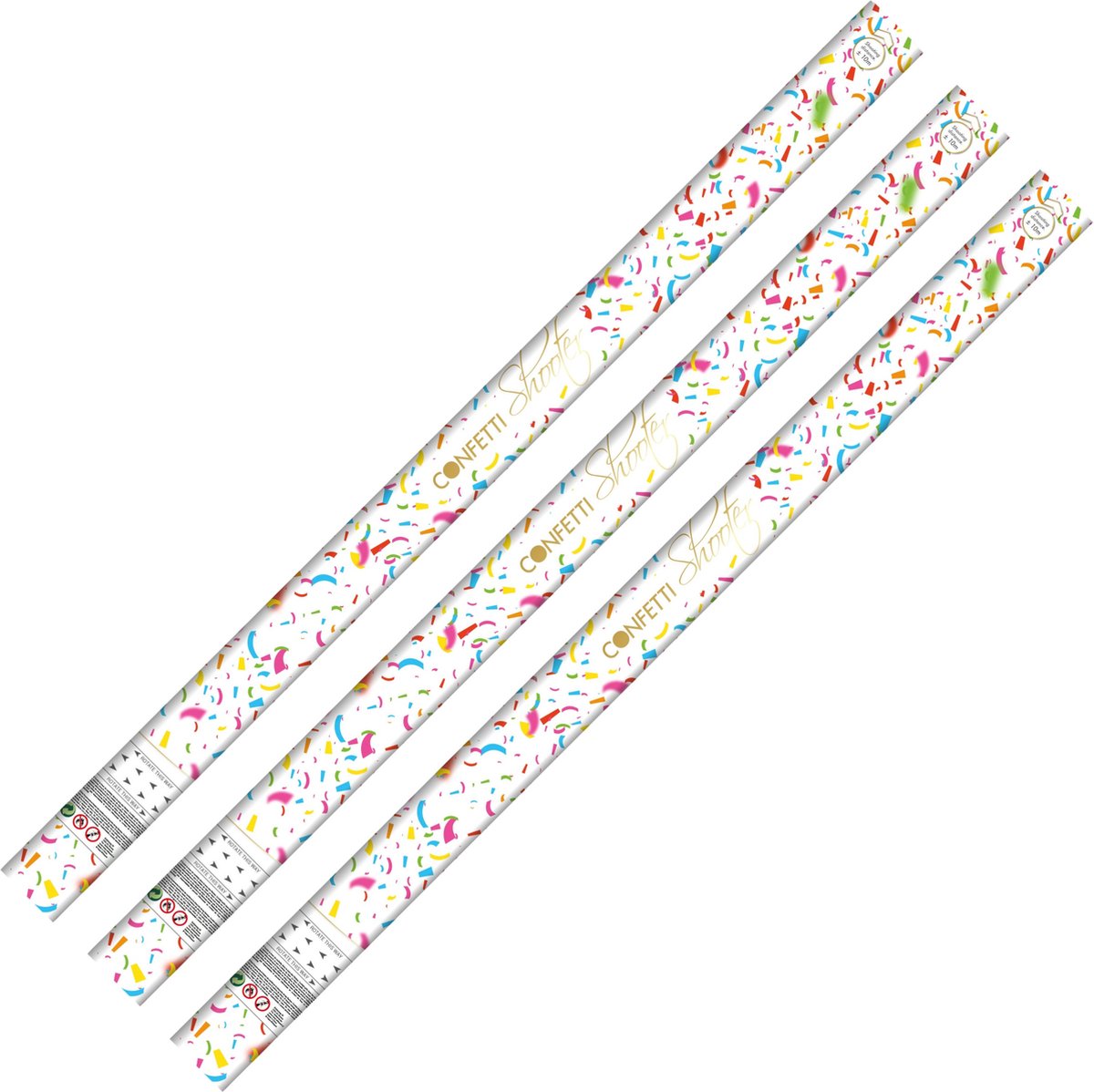 Party confetti shooters - 3x - papieren confetti - party poppers - confettikanonnen - 80 cm