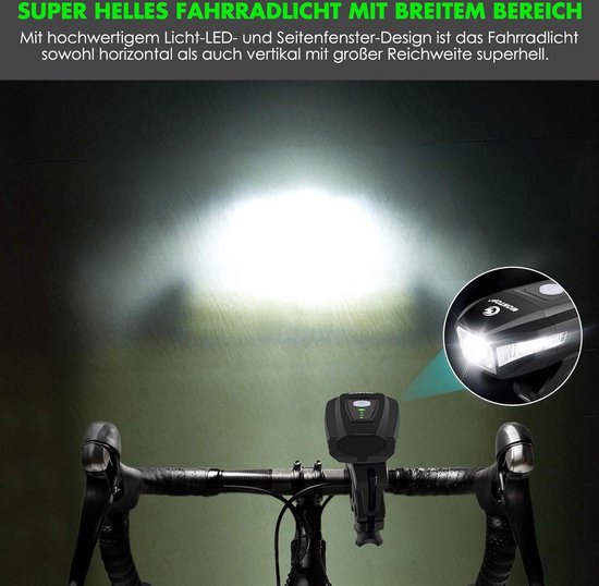 Led-fietsverlichtingsset met Lithium-ion-accu - StVZO-goedgekeurd - Fietsverlichting - Mountainbike Light - Superhelder - USB Oplaadbaar - Waterdicht — afbeelding 3