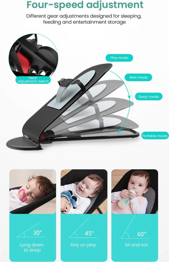 Eszenzics™ Wipstoel - Wit - Lichtgewicht schommelstoel - Baby Bouncer - Compact inklapbaar van Eszenzics™ — afbeelding 3