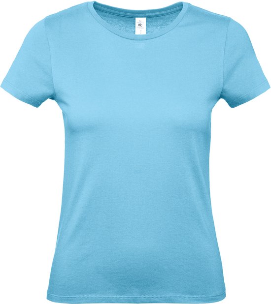 T-shirt Femme XL B&C Col rond Manches courtes Turquoise 100% Katoen
