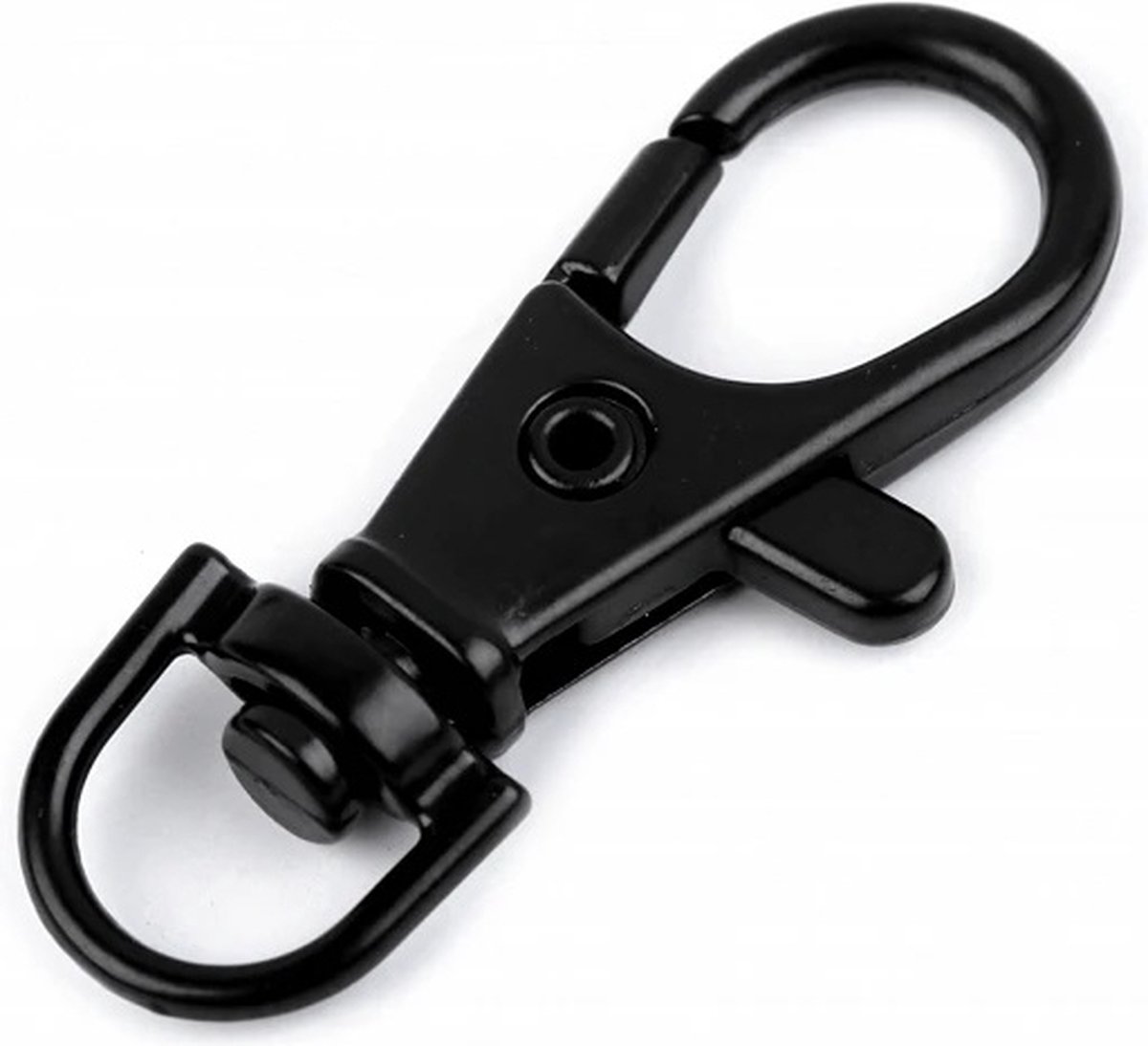 2x musketonhaak metaal - musketonhaken zwart - karabijnhaak - sleutelring/keycord - 10mm opening - 4 cm - keycord sleutelhanger