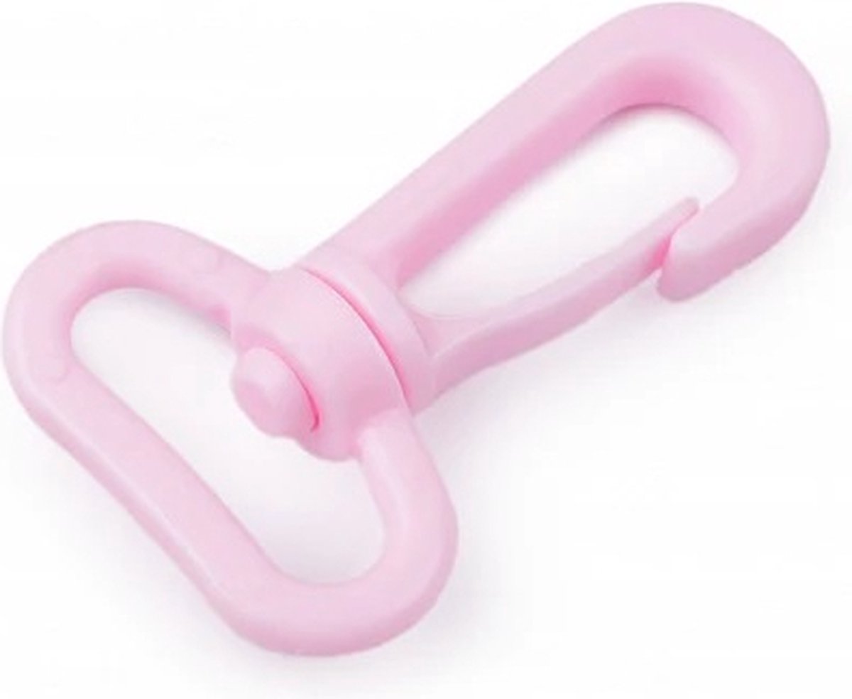 4x musketonhaak pastel kunststof - musketonhaken licht baby roze - draaibare karabijnhaken voor tas of sleutelring/keycord - 26mm