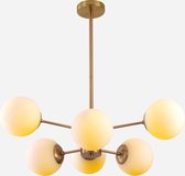 Lumex® - Geo Gold White met 8 lichten- Wit -Goud - Hanglampen - Eetkamer - Woonkamer - Industrieel