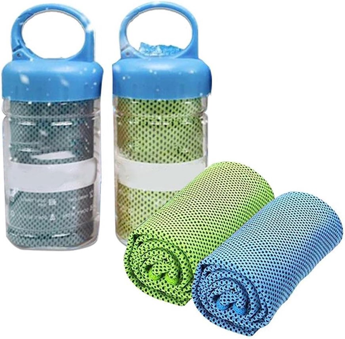 Verkoelende handdoek ARTOCT 2 stuks - super absorberend - directe koelverlichting - zacht ademend - voor yoga, golf, kamperen, training - blauw & groen Cooling Towels