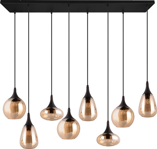 LED Hanglamp - Hangverlichting - Torna Lidia - E14 Fitting - 8-lichts - Rond - Mat Zwart - Metaal